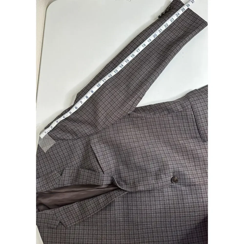 Ralph by Ralph Lauren Blazer Jacket Mens 42R Slim Fit Brown Blue Check Lined